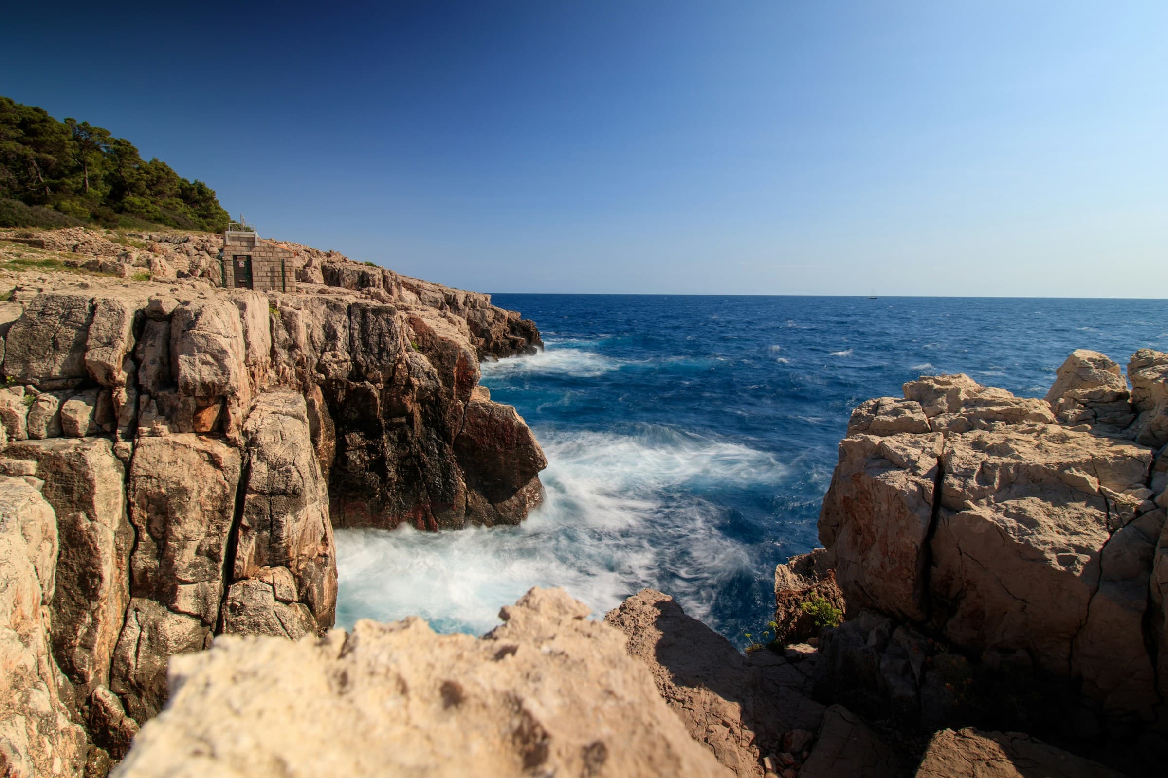 Rocky cove and swimming spot on Lokrum Island near Dubrovnik