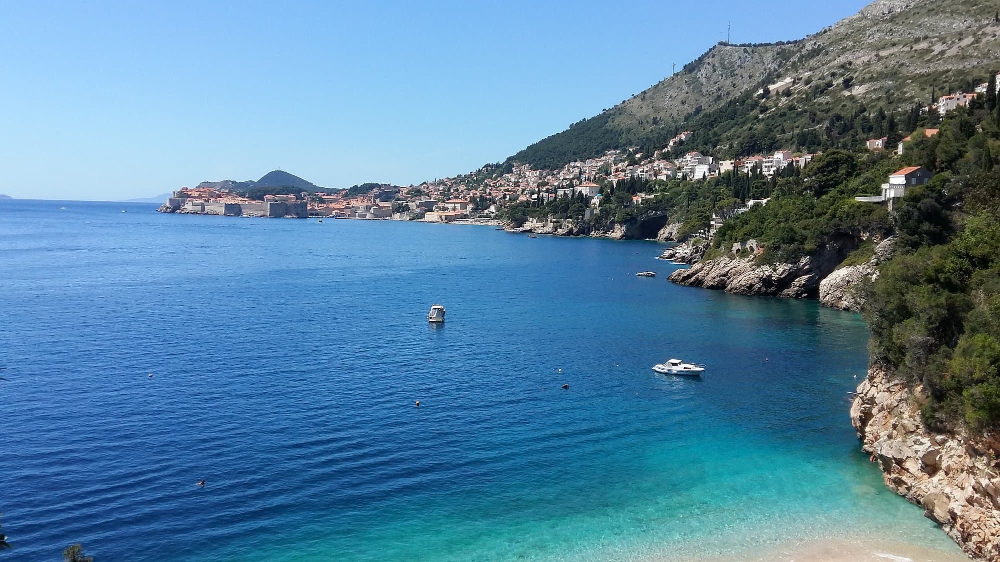Sveti Jakov Beach with panoramic views of Dubrovnik Old Town