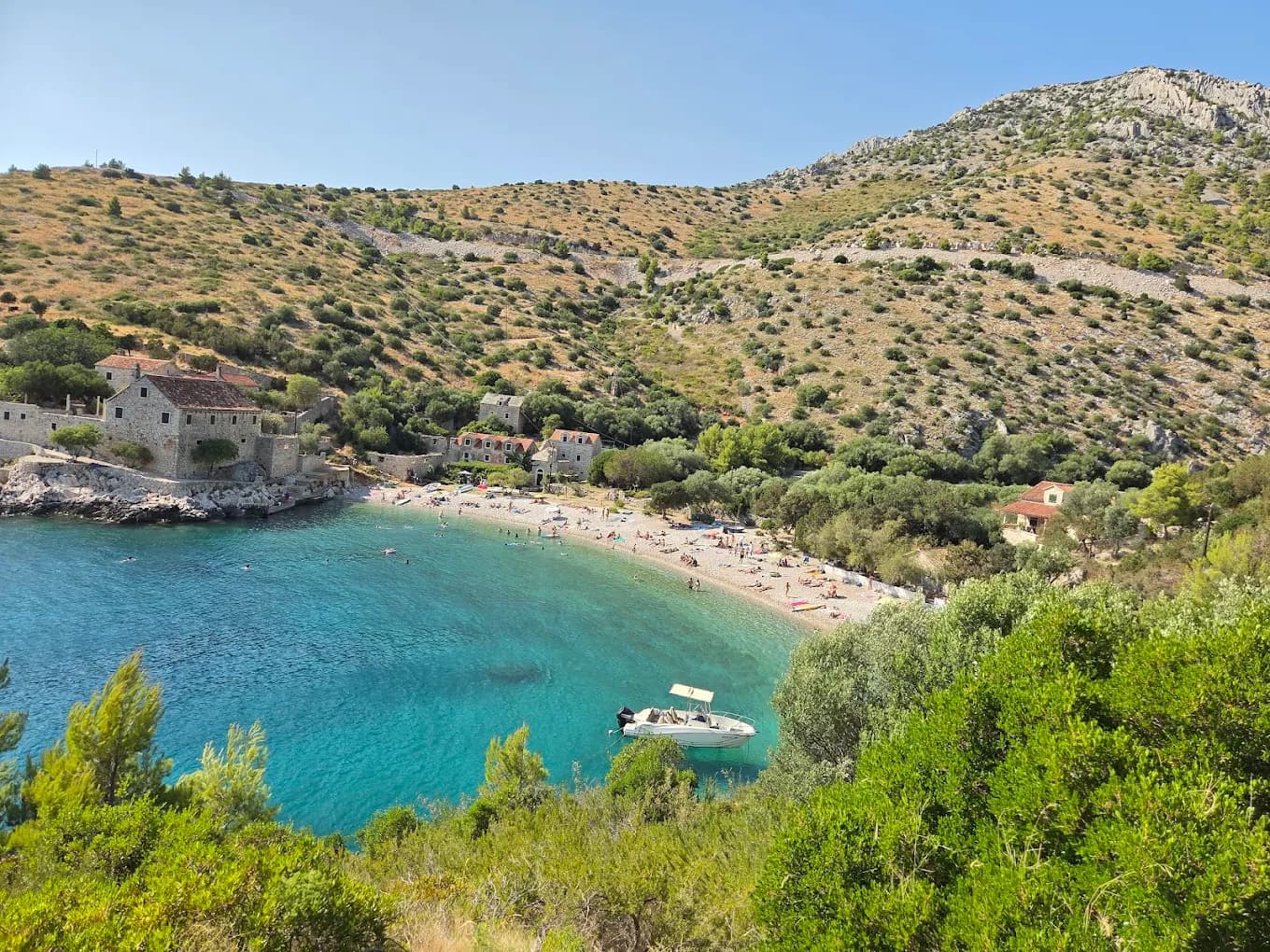 Dubovica Beach on Hvar island with turquoise water and pebble shore