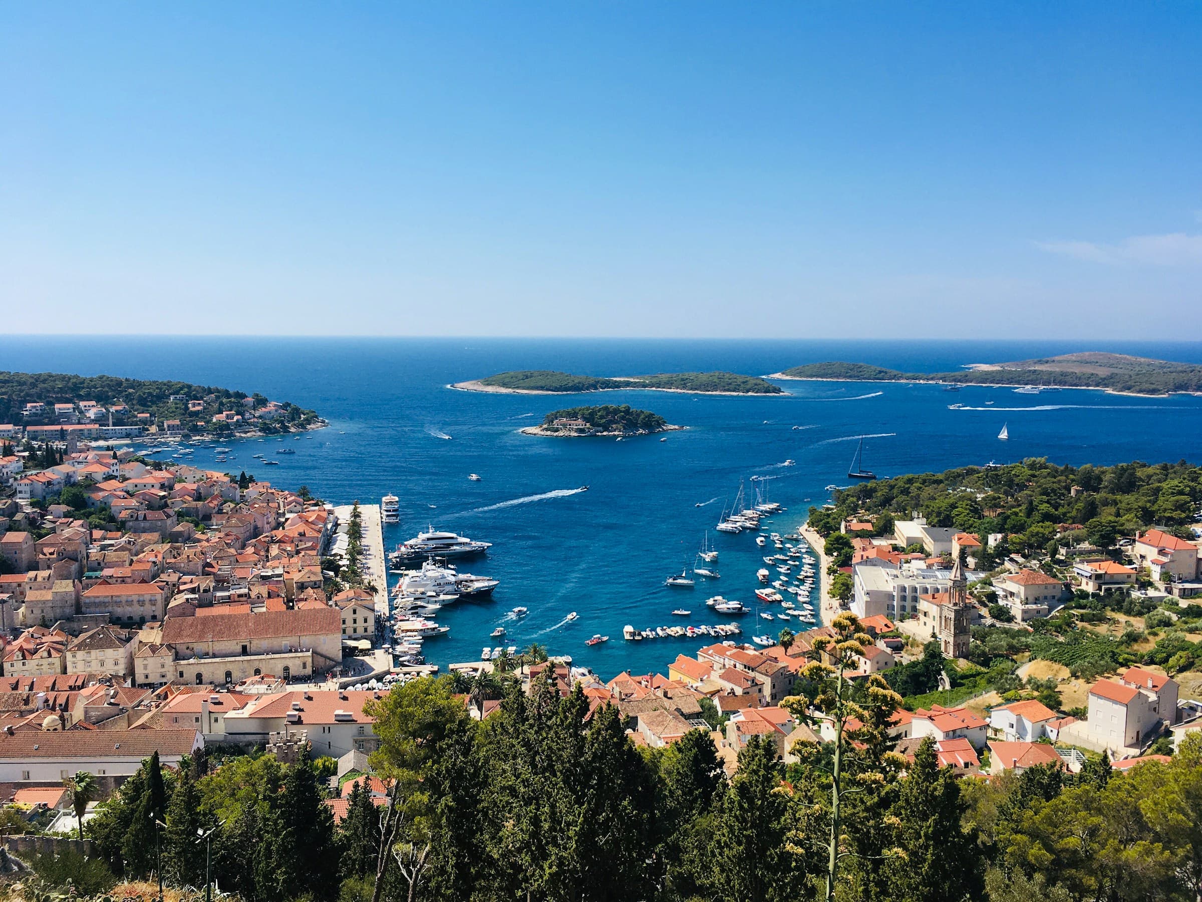 Boats heading to the Pakleni Islands from Hvar harbour