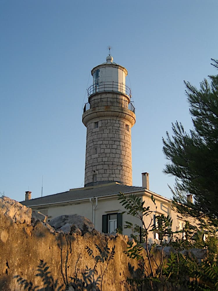 Struga lighthouse on a 70-metre cliff above Skrivena Luka bay on the southern coast of Lastovo.