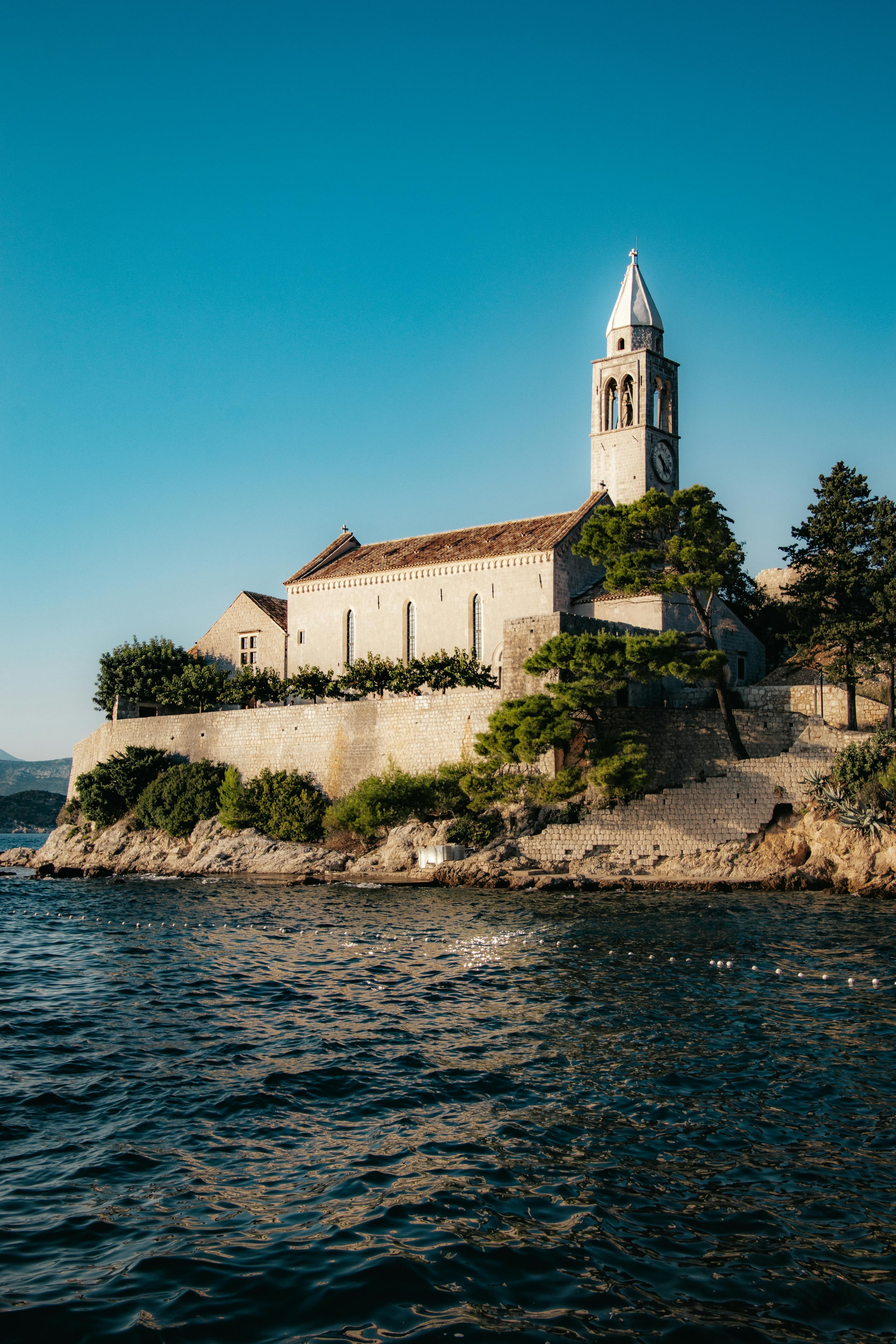 Franciscan Monastery on Lopud island with peaceful cloisters overlooking the sea