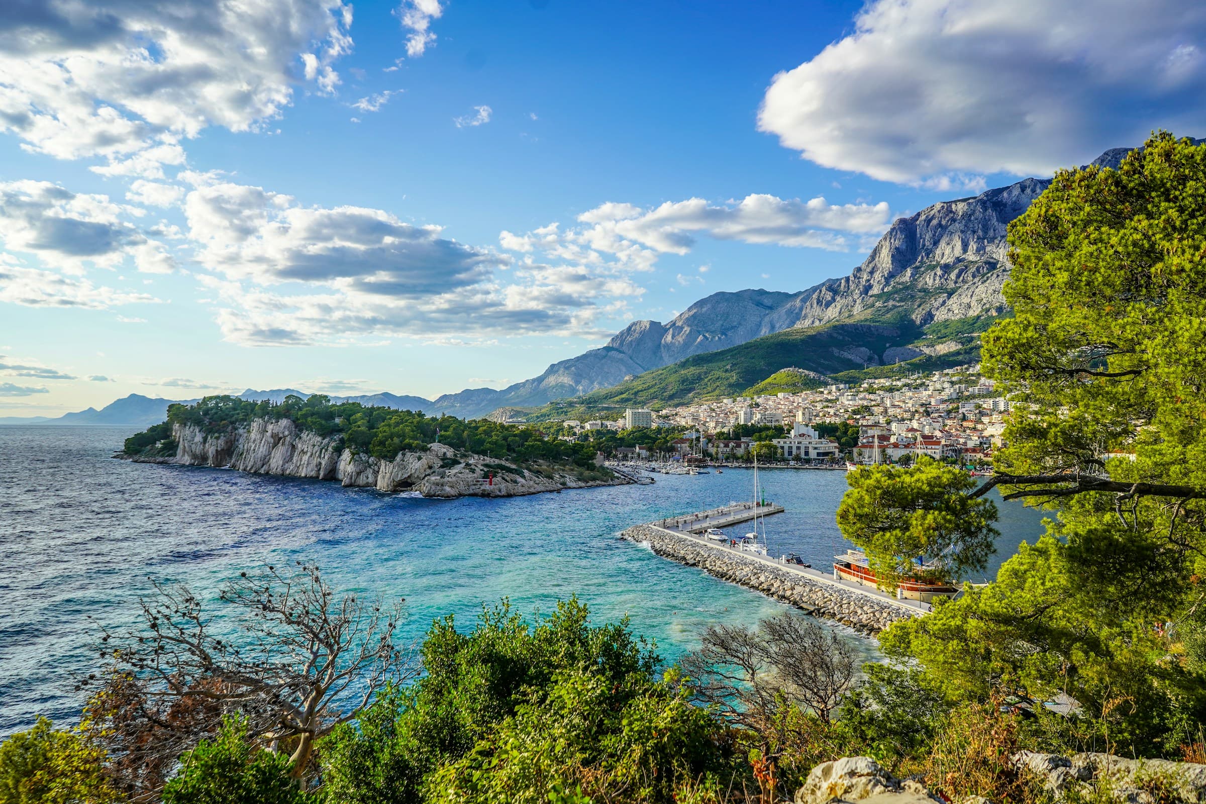 Makarska coastline with Biokovo Mountains in the background