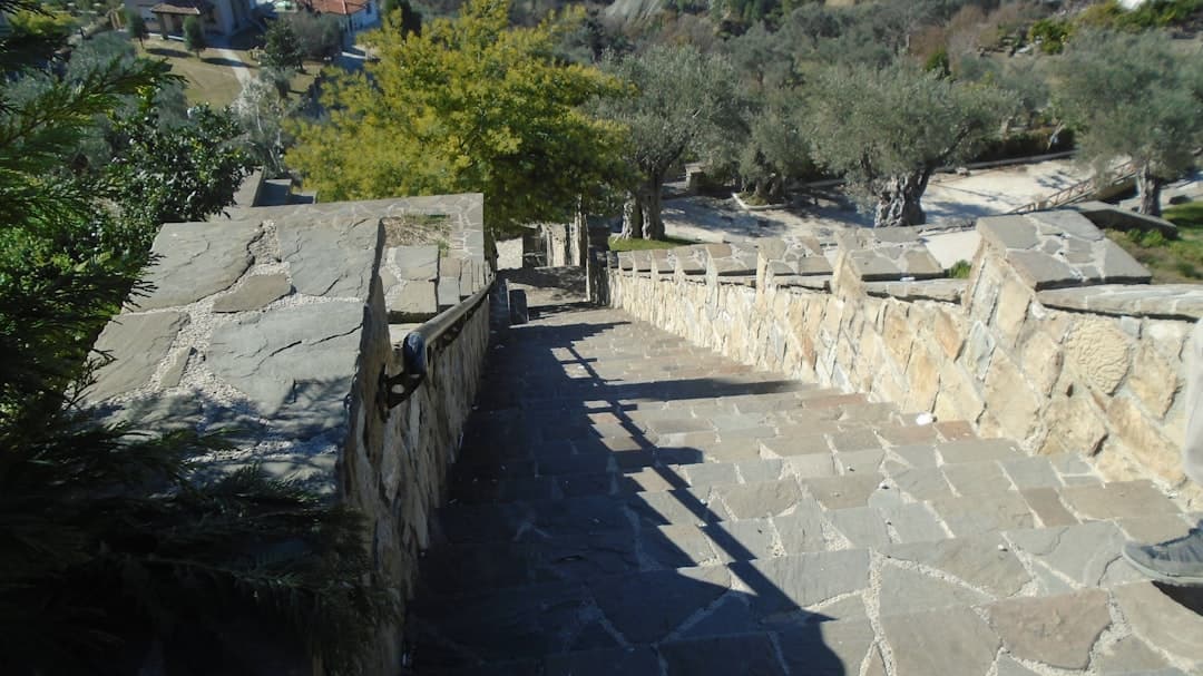 Stone walkway along the medieval walls of Ston, the longest preserved fortification in Europe after Hadrian's Wall.
