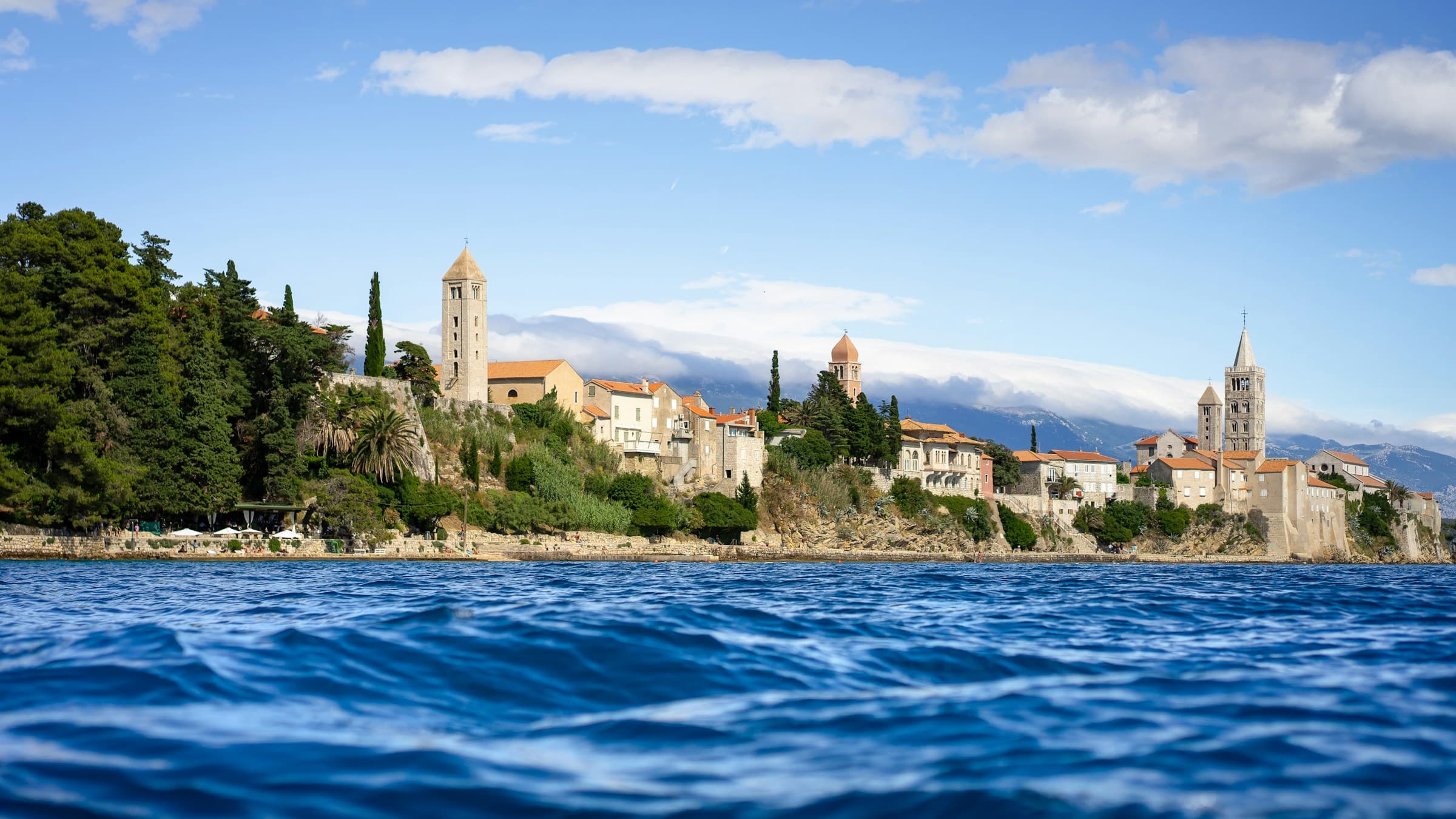 Rab Island with four bell towers