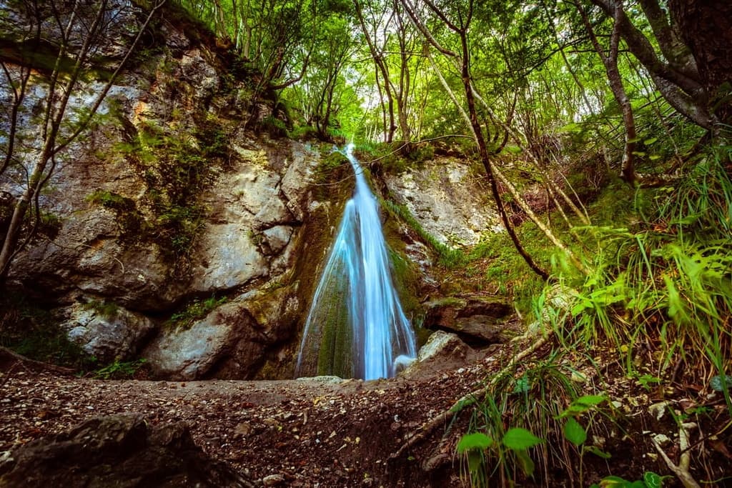 Sopot Waterfall in forest valley