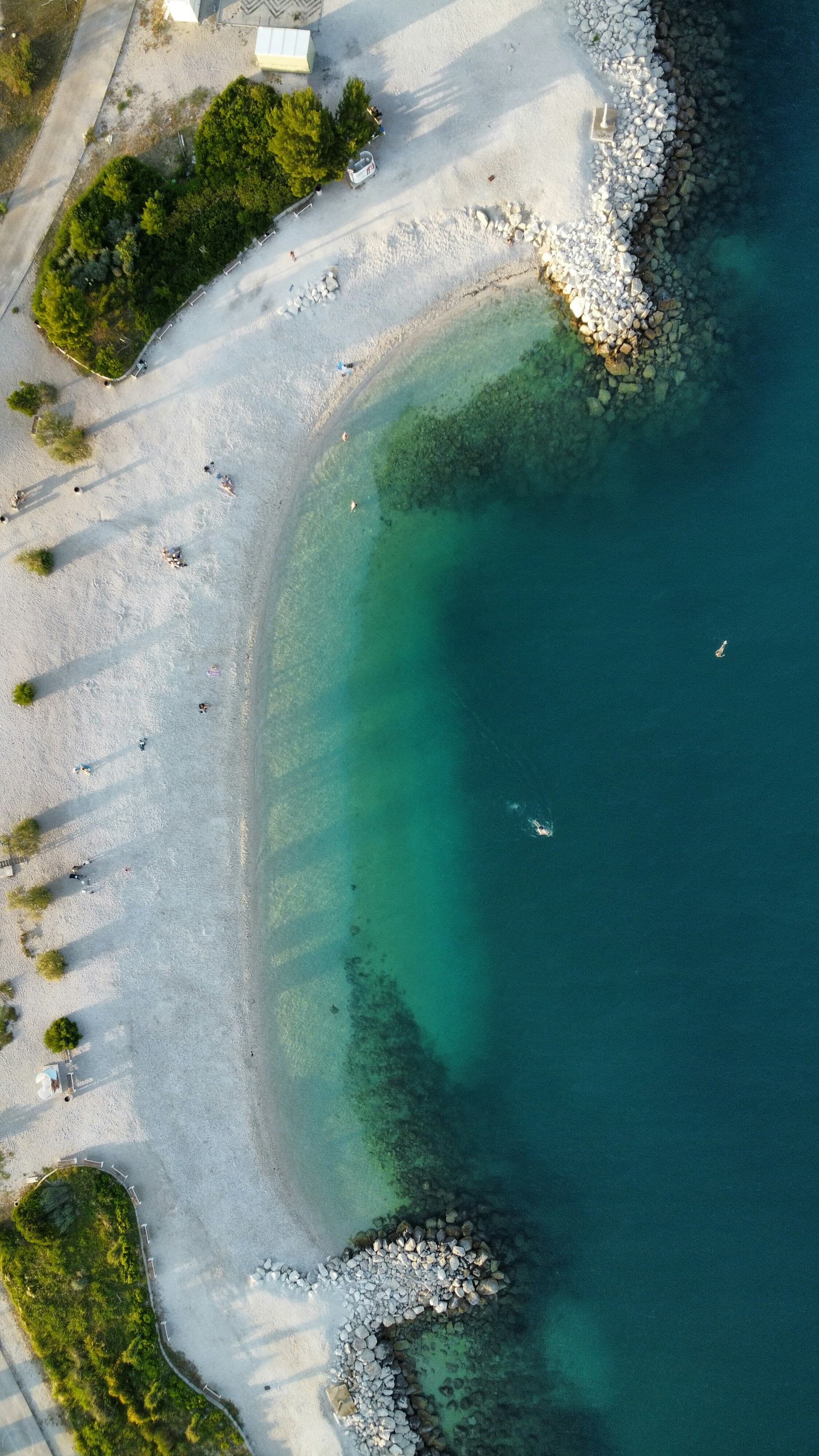 Kasjuni Beach on Marjan Hill in Split with turquoise Adriatic water